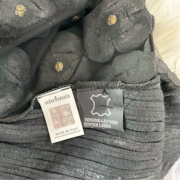 CABAN ROMANTIC Black 3D Flowers & Studs Laser Cut Leather Jacket S - Picture 5 of 11